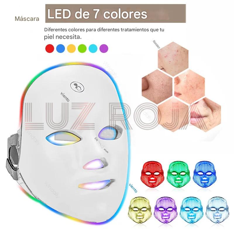 Máscara LED Terapia Facial 7 Tratamientos de color