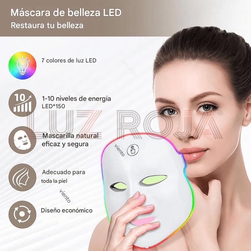 Máscara LED Terapia Facial 7 Tratamientos de color