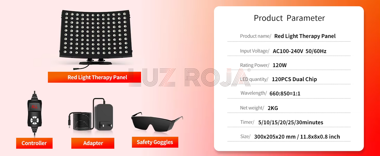 Panel terapia Luz Roja LED VitalGlow Total 120W