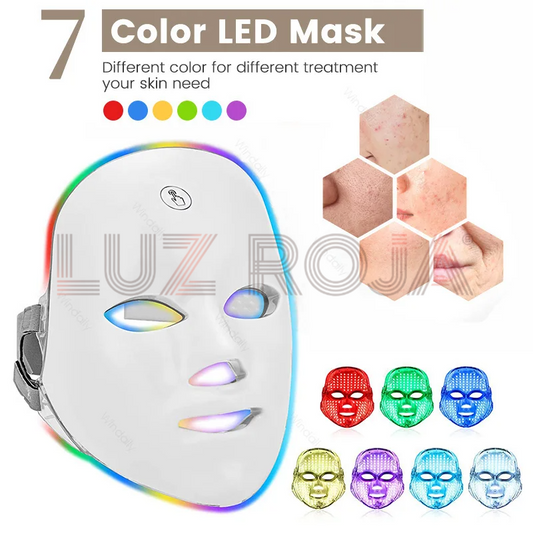 Máscara LED Terapia Facial 7 Tratamientos de color