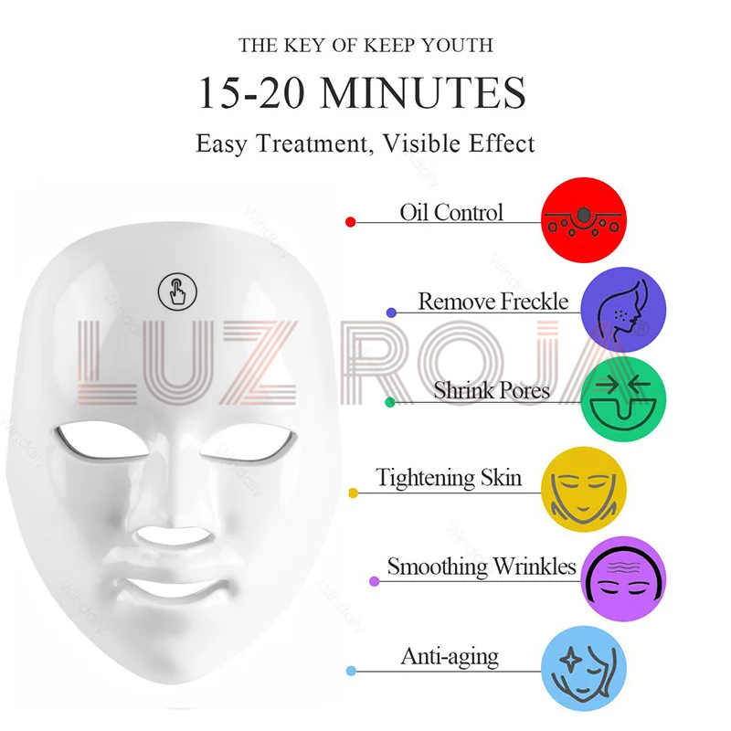 LED Facial Therapy Mask 7 Color Treatments