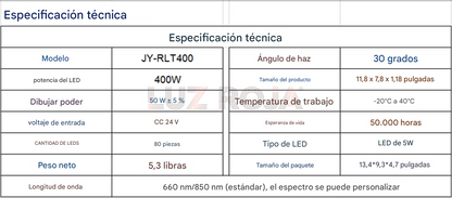 Luz Terapia LED para Anti-Envejecimiento 660nm / 850nm