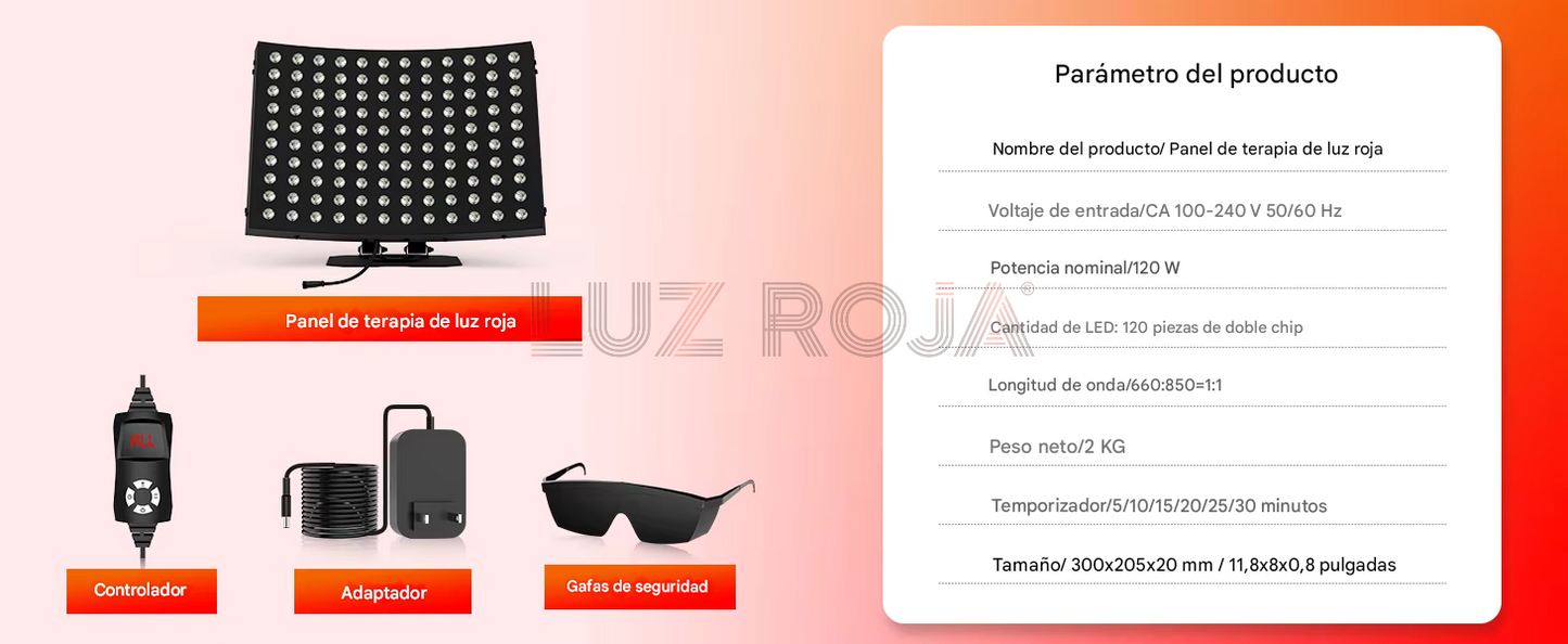 Panel terapia Luz Roja LED VitalGlow Total 120W