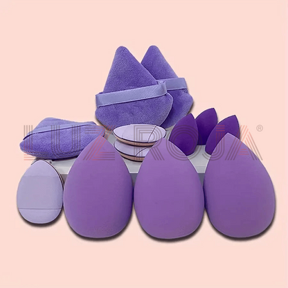 Purple makeup sponge collection