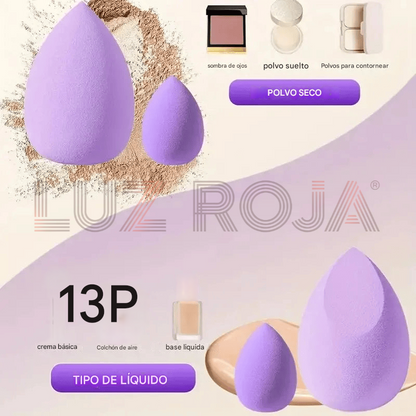 Purple makeup sponge collection