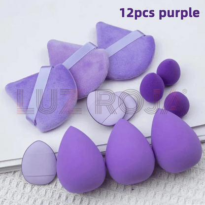 Purple makeup sponge collection